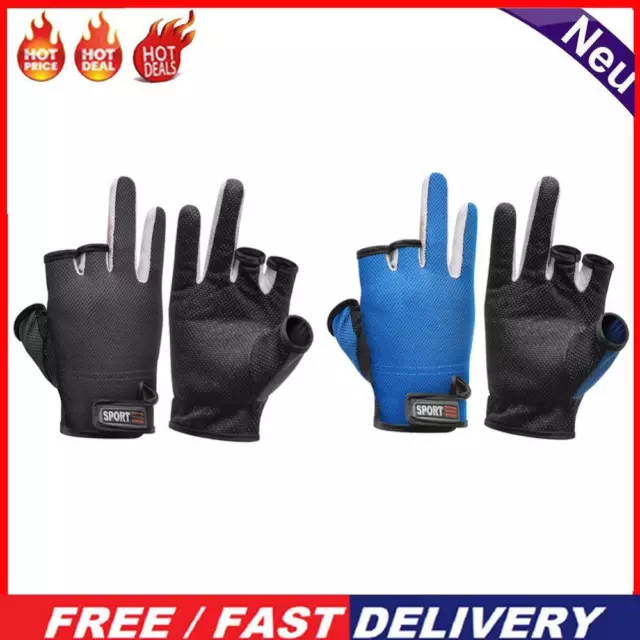 1 Pair Outdoor Fishing Gloves Men Anti-slip 3 Cut Finger Sports Sunscreen Glove