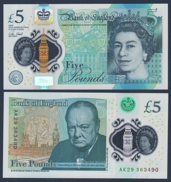 Grande-Bretagne / Royaume-Uni / Angleterre - P394 - 5 Pounds 2015 Polymer...