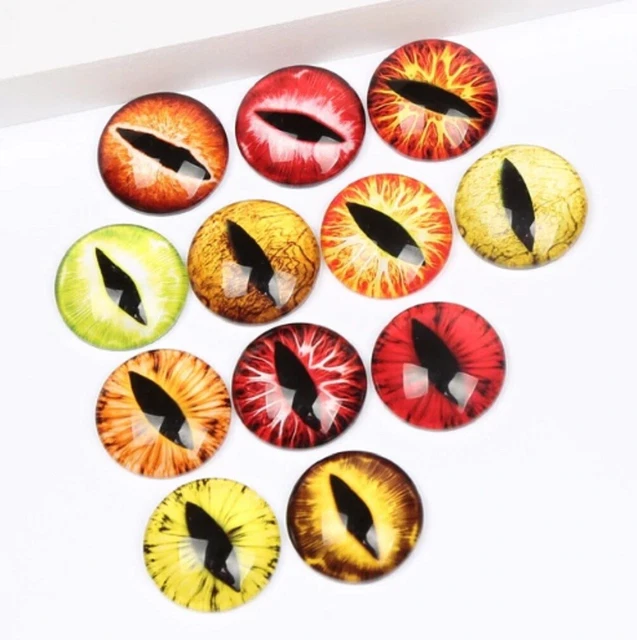 10 Demon Dragon Evil Eyeball Cabochons Mixed Round Glass Cabochon Flat Back Eye