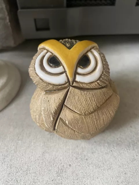 Vintage Signed Artesania Rinconada Owl Bird Figurine Uruguay Art clay handmade