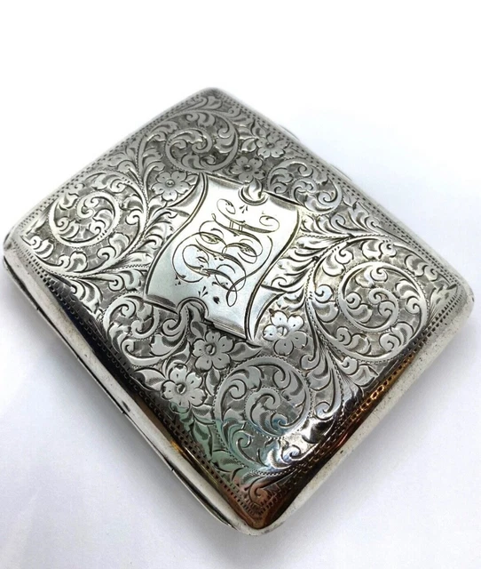 ANTIQUE HALLMARKED SOLID Silver V Cigarette Case B'ham 1920, 79
