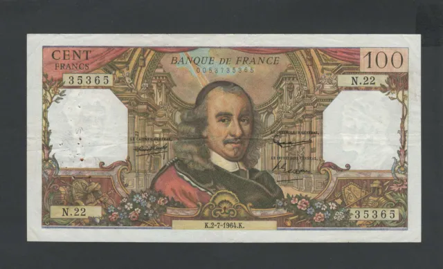 Billet 100 Francs Corneille 02/07/64 TTB Fay 65-02