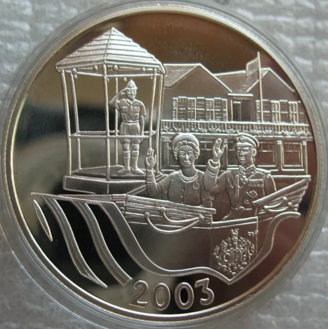 Bermuda 5 Dollars 2003 Silver Proof Gilt Coin Queen’s Golden Jubilee Royal Visit