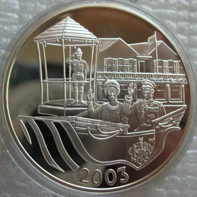 Bermuda 5 Dollars 2003 Silver Proof Gilt Coin Queen’s Golden Jubilee Royal Visit