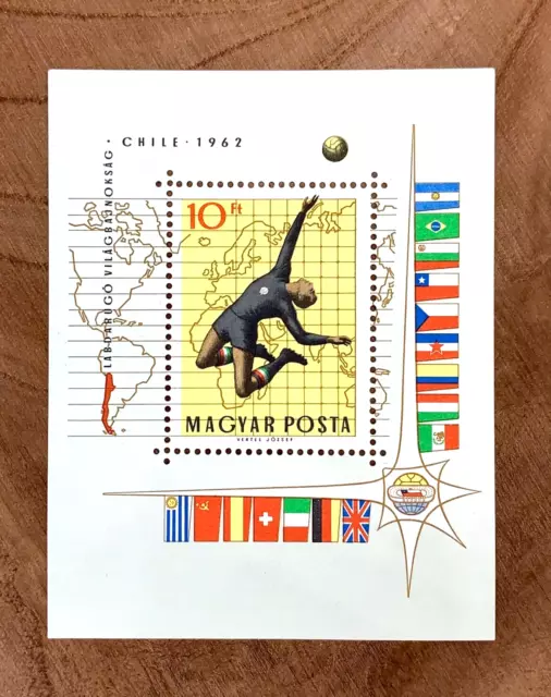 MNH 1962 Block Stamp 10Ft Football World Cup Chile Souvenir Sheet Hungarian Post