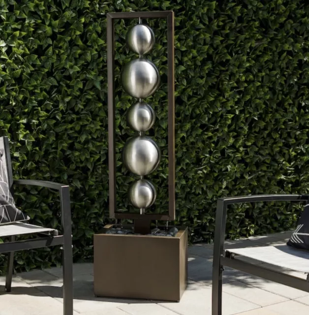 NEW Alpine Corporation 55 in Water Fountain Metal Tiered Outdoor Modern Column