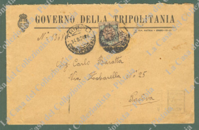 ANNULLO su CARTOLINA 1918 ITALIA COLONIE storia postale LIBIA 