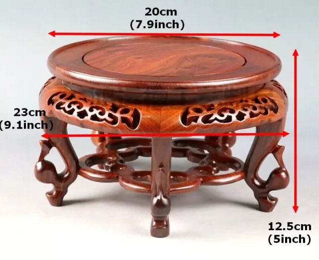 Rosewood Round Legged Fishbowl Stand Bonsai Ceramic Stone Vase Flower Rack Base