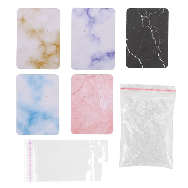 200 Supports Pour Boucles D'oreilles - Cartes Auto-adhésives 5x9 Cm + Sacs - Présentation Bijoux