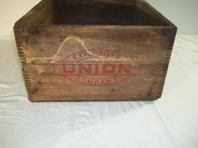 Antique UNION Explosives Wooden Dynamite Crate 50 lbs Rare