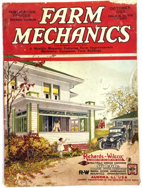 1922 Oct FARM MECHANICS agricultural magazine TRACTORS & MACHINERY Quigley Cover