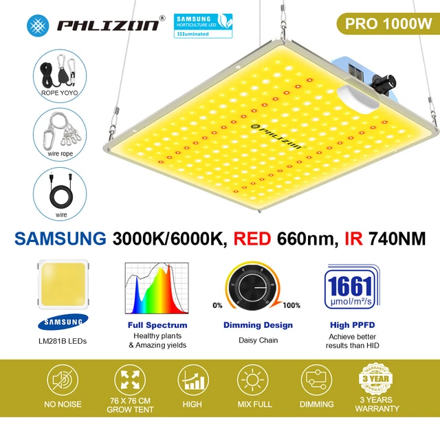 PHLIZON 1000W LED Grow Plants Light Sunlike Full Spectrum from Seed to ...