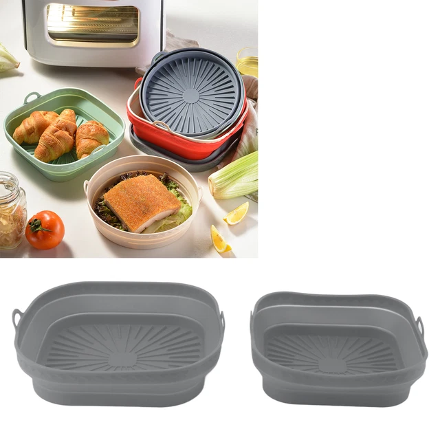 (Grigio) Friggitrice quadrata pieghevole 2 pz Friggitrice in silicone riutilizzabile