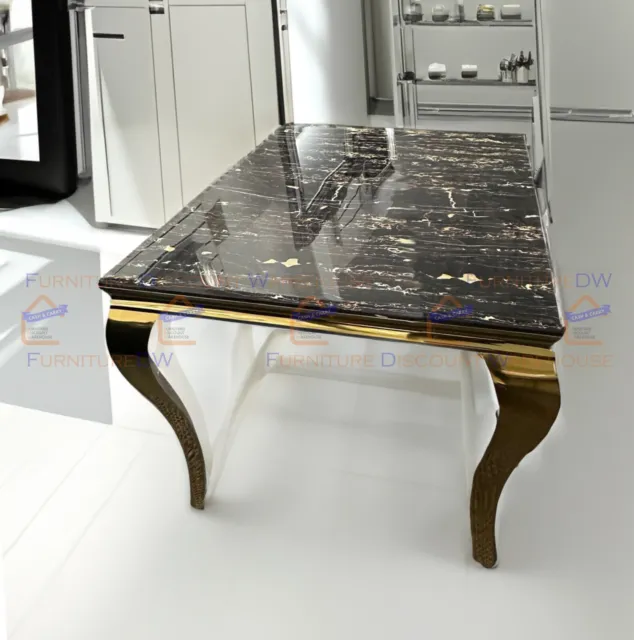 FurnitureDW Luxury Gold Legs 1m Square Dining Table 100cm Glass/Marble/Stone Top