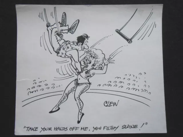 Clifford C Lewis ""Clew"" Original Stift & Tinte Cartoon - Saucy, sexy Acrobat #66