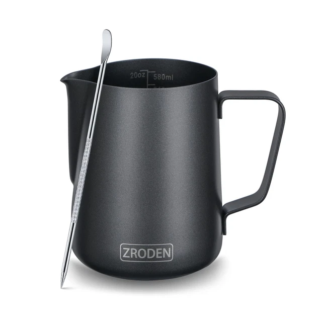 Milk Frothing Pitcher, 20oz Espresso Steaming Pitchers Stainless Steel Cappuc...