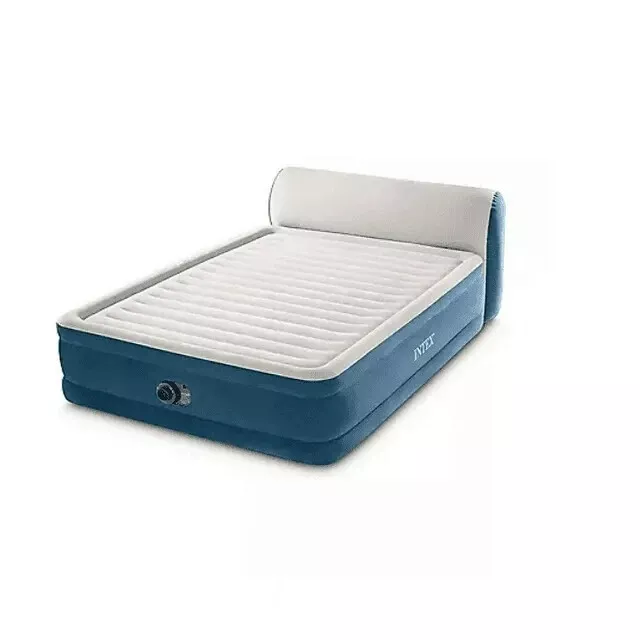 Intex 66158S Air Bed, Size Queen Dura-Beam Deluxe Series Comfort Head, Blue/Gray