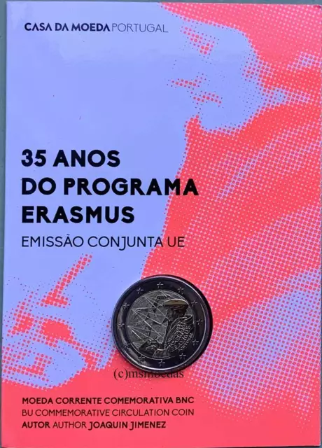 Portugal 2 Euro CoinCard 2022 Erasmus-Programm Off. Coin Set BU Gedenkmünze