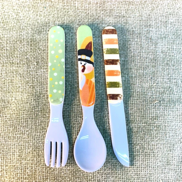 Thanksgiving Turkey Toddler Fork Spoon Knife Set Self Feeding Baby Utensils