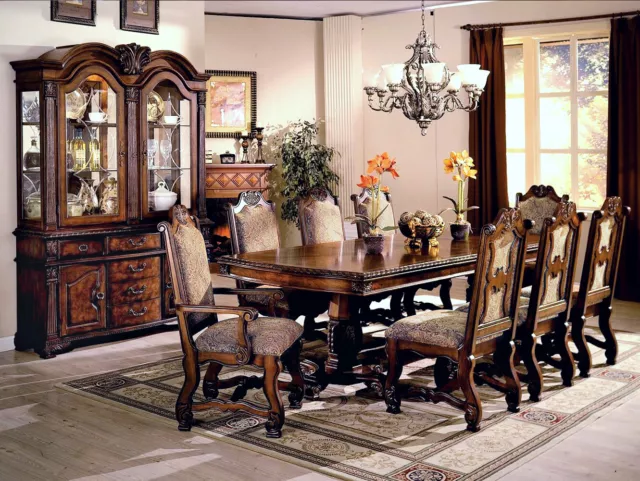 NEW Extendable 72"-108" Formal Dining Table & Chair Set Traditional Cherry Brown