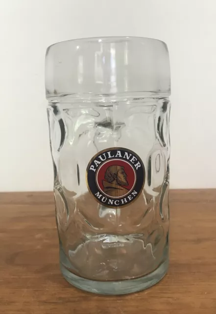 PAULANER MUNCHEN Large Glass Beer Stein - 1Litre