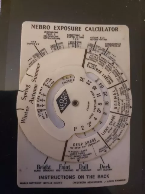 Vintage Nebro Exposure Calculator