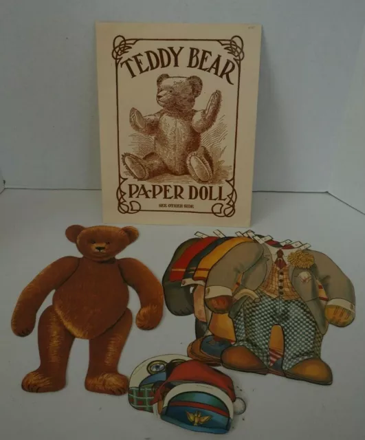 Vintage Collector's Paper Teddy Bear Doll Set W/ 5 Outfits & Hats - 1907 Repro