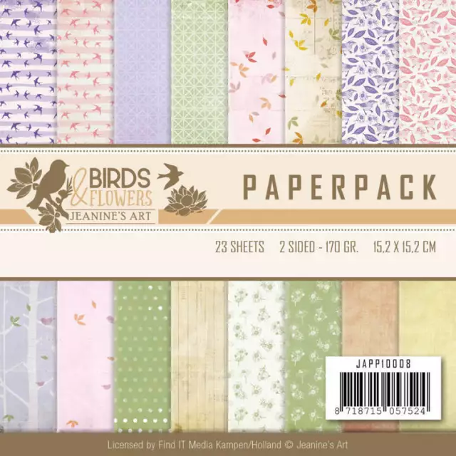 Paperpack - 15,2 x 15,2cm - Jeanines Art - Birds and Flowers – 170gr -