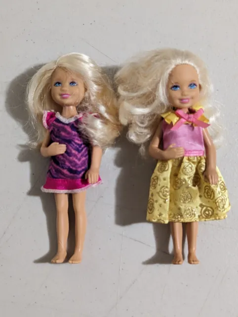 Lot of 2 Chelsea Barbie Sister Dolls in Dresses Mattel