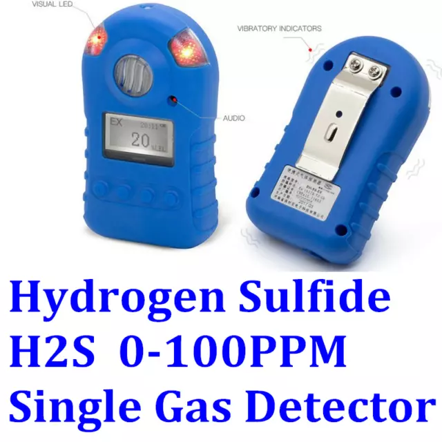 Hydrogen Sulfide H2S Single Gas Detector Monitor LED Display Alert 0-100PPM