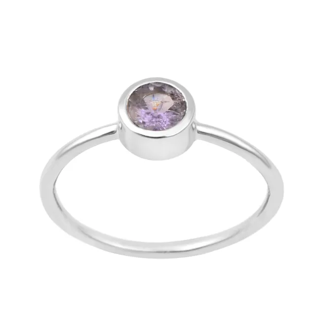 Bague solitaire ronde en argent sterling 925 avec tanzanite de 5 mm pour femme