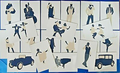 Postcrossing Set of 8 NEW Postcards 1920s Art Deco Style Characters Roaring 20s 