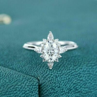 2.50 Ct Oval Cut Lab-Created Diamond Prong Engagement Ring 14K White Gold Over