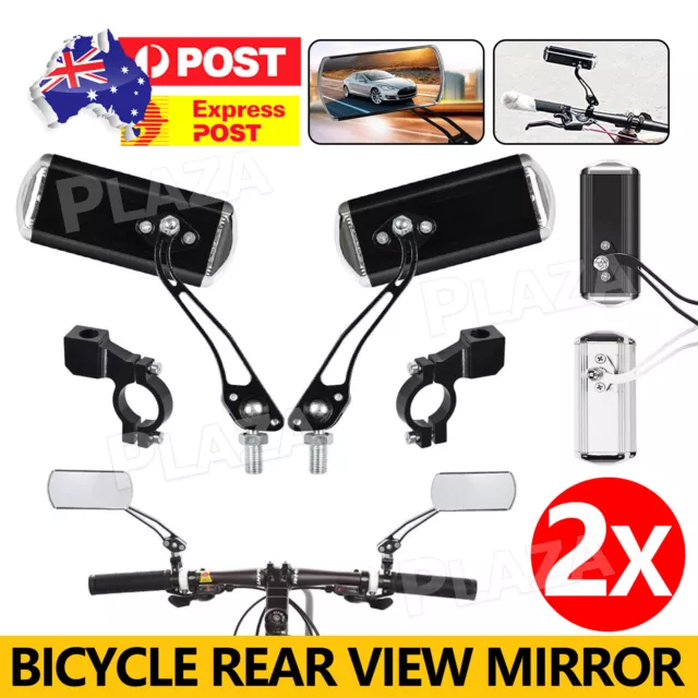 Bicycle Rear View Mirrors Bike Cycling Handlebar Rearview Rectangular 1 Pair OZ