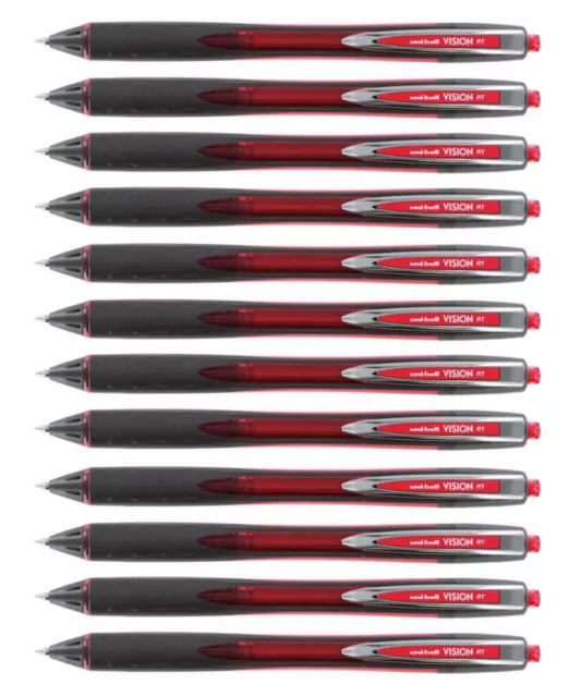 Uni-Ball Vision RT Rollerball Pens, Fine Point, Red Ink, 12-Count