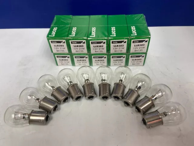 10x LUCAS R 382 LLB382 12V 21W STOP/TAIL/INDICATOR SINGLE FILAMENT LIGHT BULBS