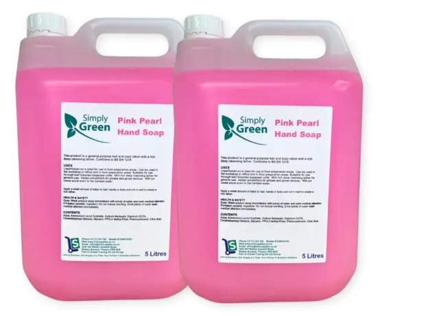 2 x 5 Litre General Purpose Pink Pearl Hand Soap - Simply Green - Free Shipping