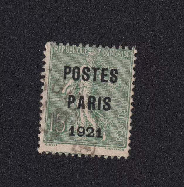 Timbre France Préoblitéré N° 28 prèo 28, 15 c Semeuse Poste Paris 1921 020101 ❤️