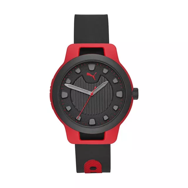 Orologio Uomo PUMA RESET V1 P5001 Silicone Nero Rosso Sportivo NEW