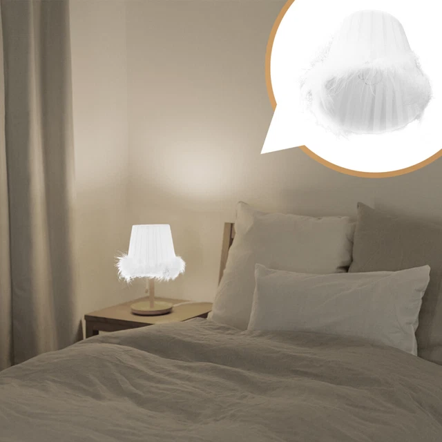 Abat-Jour Tambour Beige Bord Doré - Lot De 2 - Pour Ampoules E14 - 11,4x15,2x14cm