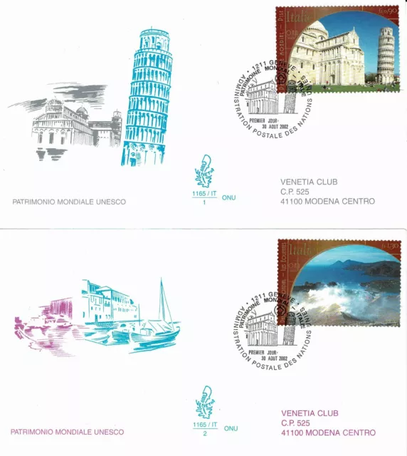 2002 FDC Venetien 1165 / It-Onu (2 Val Weltkulturerbe Unesco Reisen MF681