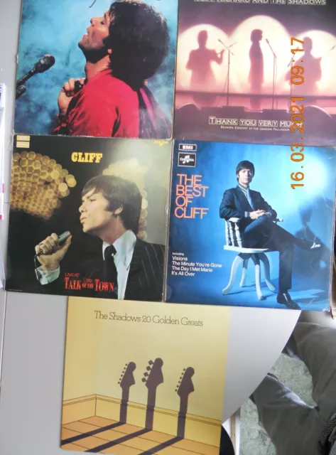 Cliff Richard & Shadows 5 x Albums Lp records EXC