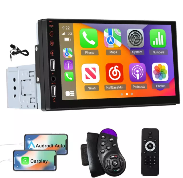 Single 1Din 7 Zoll Autoradio Apple CarPlay/Android Auto Touchscreen Bluetooth FM