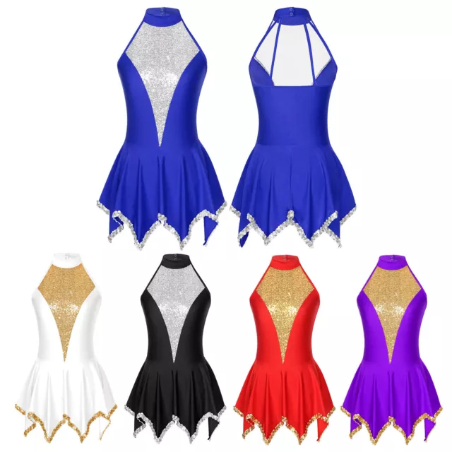 Womens Leotards Roller Dance Dress Sleeveless Bodysuit Ballerina Costumes Jazz 2