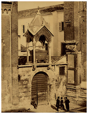 Passepartout Stampa Antica Verona: Arca di Guglielmo Castelbarco 1882 