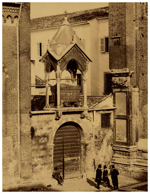 Passepartout Stampa Antica Verona: Arca di Guglielmo Castelbarco 1882 