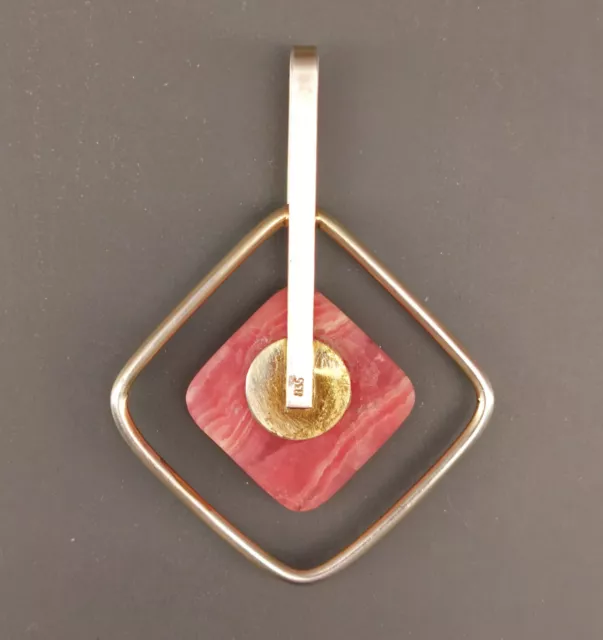 9125173 Rhodochrosit-Anhänger 835er Argent Moderne Géométrique 6x4, 5cm 2