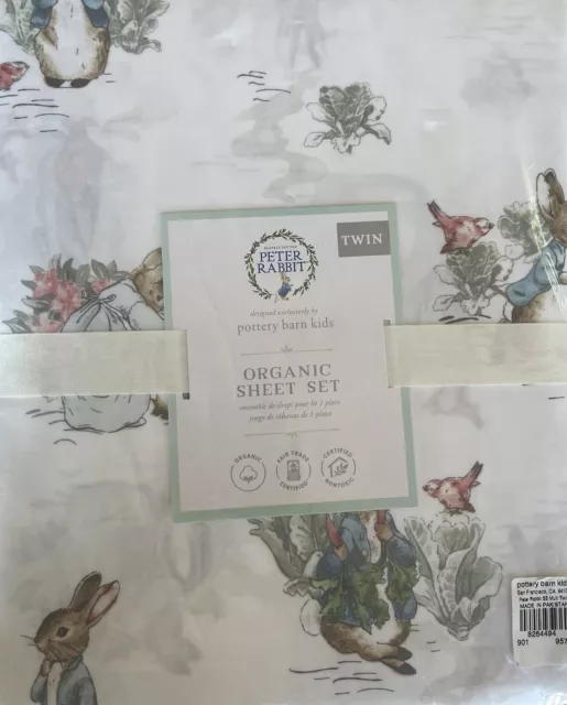 POTTERY BARN KIDS Peter Rabbit organic Twin bedding sheet set - new with tag