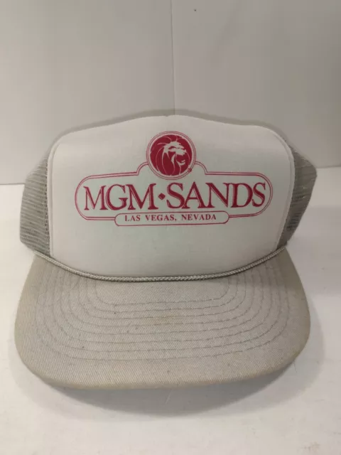 Vintage MGM-Sands Hotel Casino  Las Vegas  Trucker Hat  Snapback Gray white