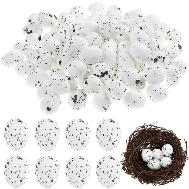100 PIEZAS Pascua Pájaro Huevos Artificiales Pájaro Huevos Modelos Accesorios Miniaturlandsc